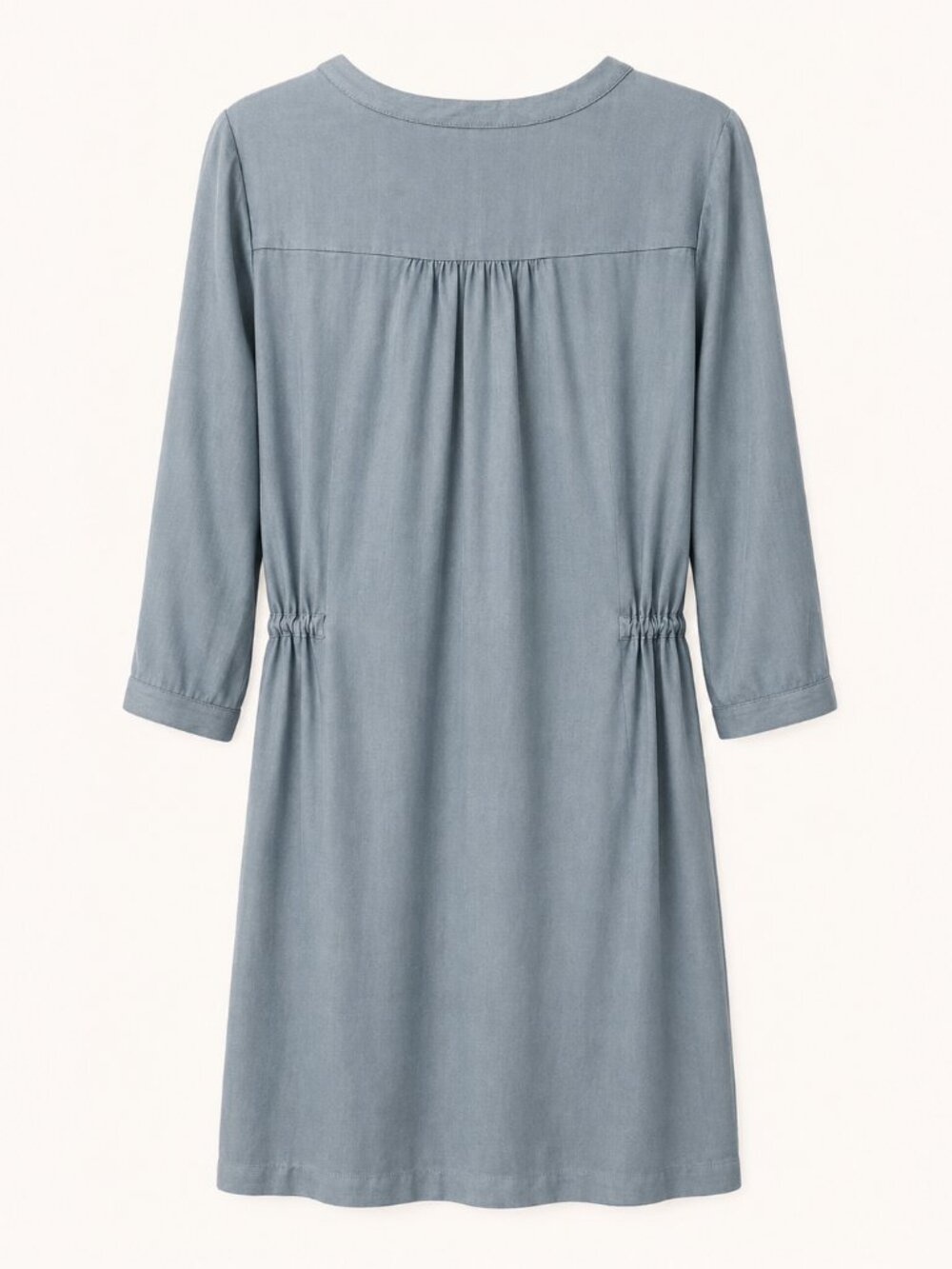 Pleione Blue Drawstring-Waist Split-Neck Shift Dress NWT - Picture 3 of 4